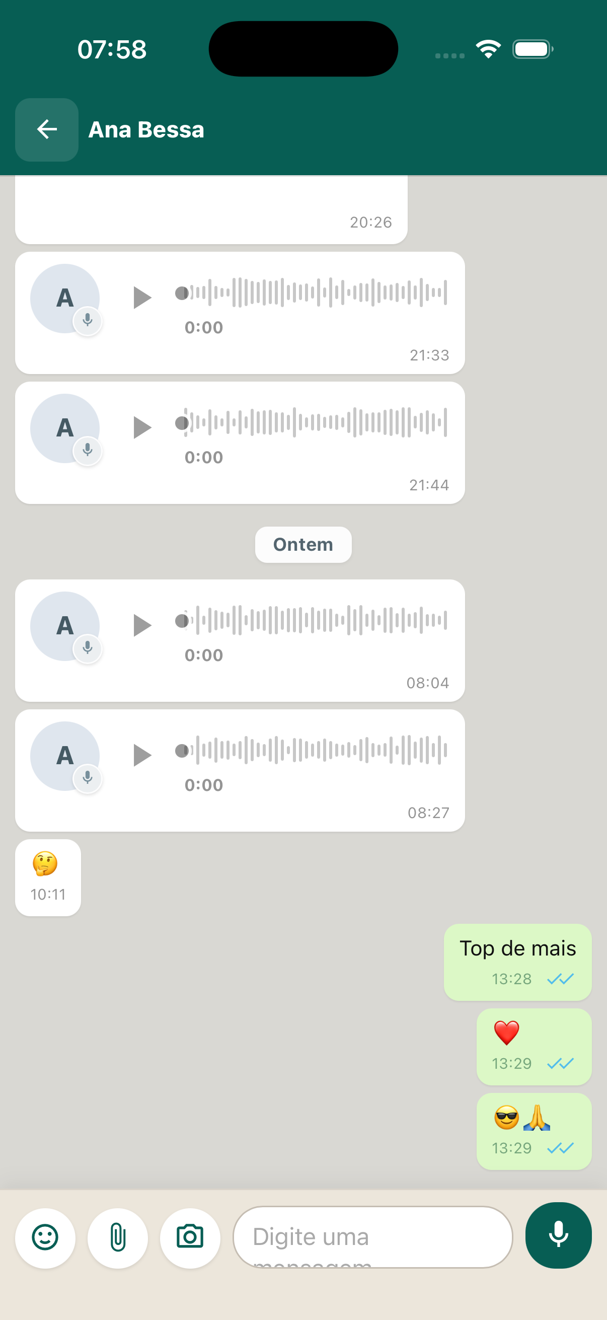 Mensagens no chat