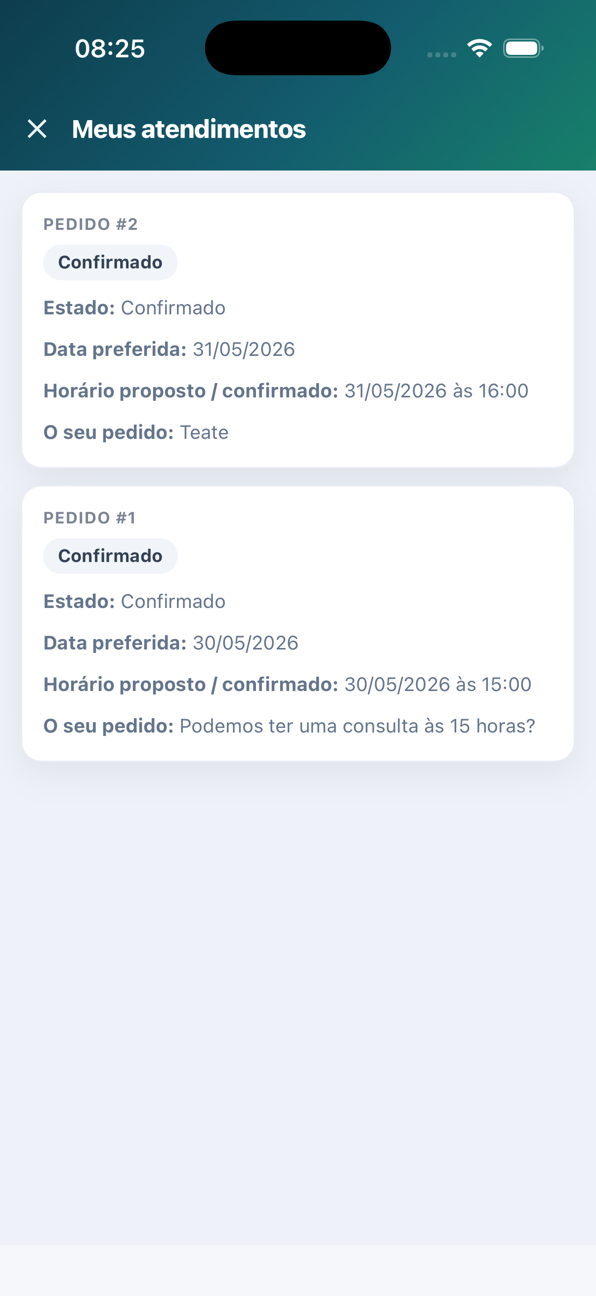 Meus atendimentos