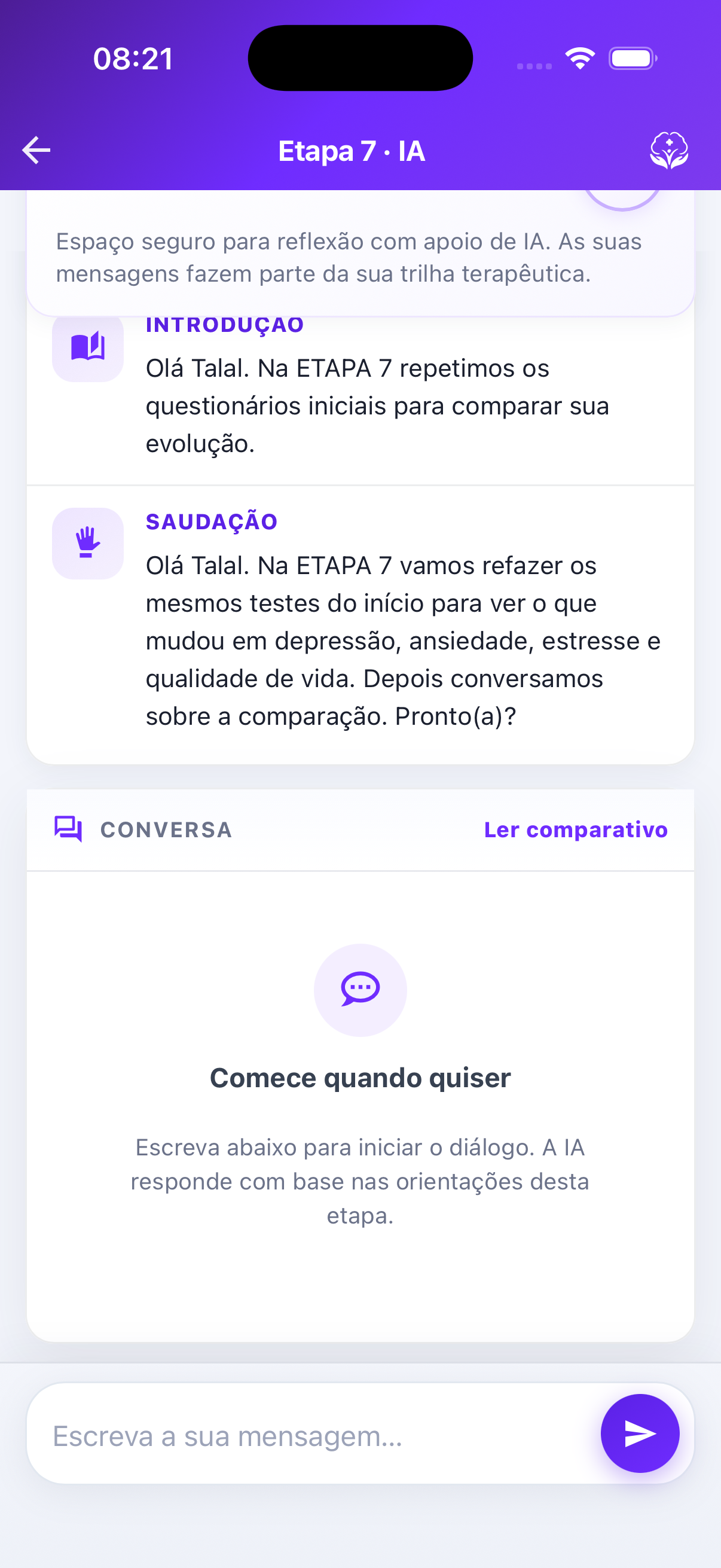 Conversa na etapa com IA