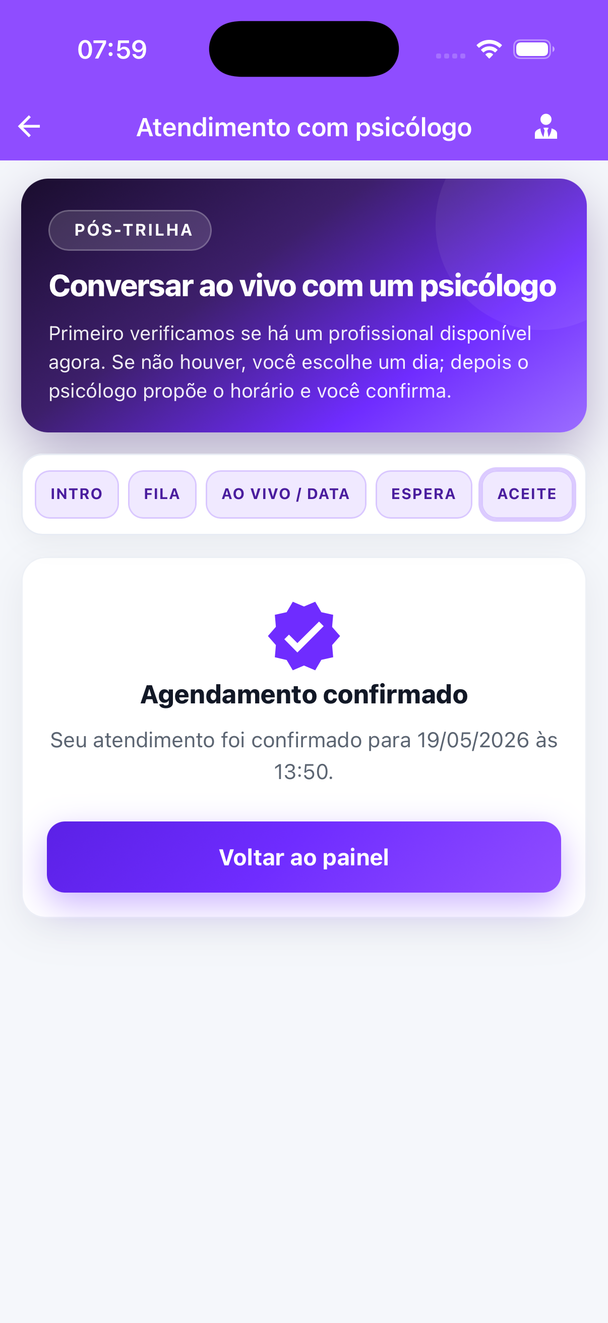 Agendamento confirmado