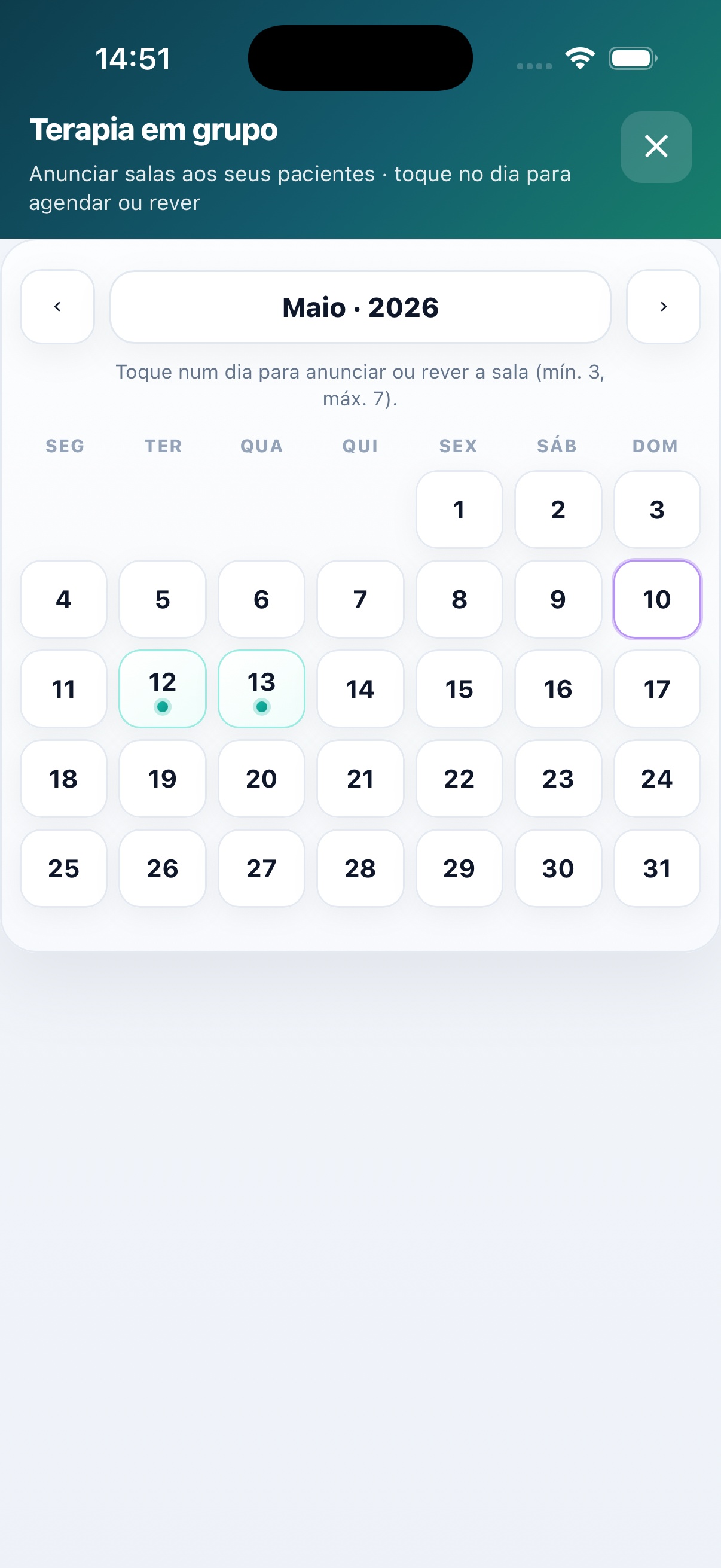 Agendamento terapia em grupo