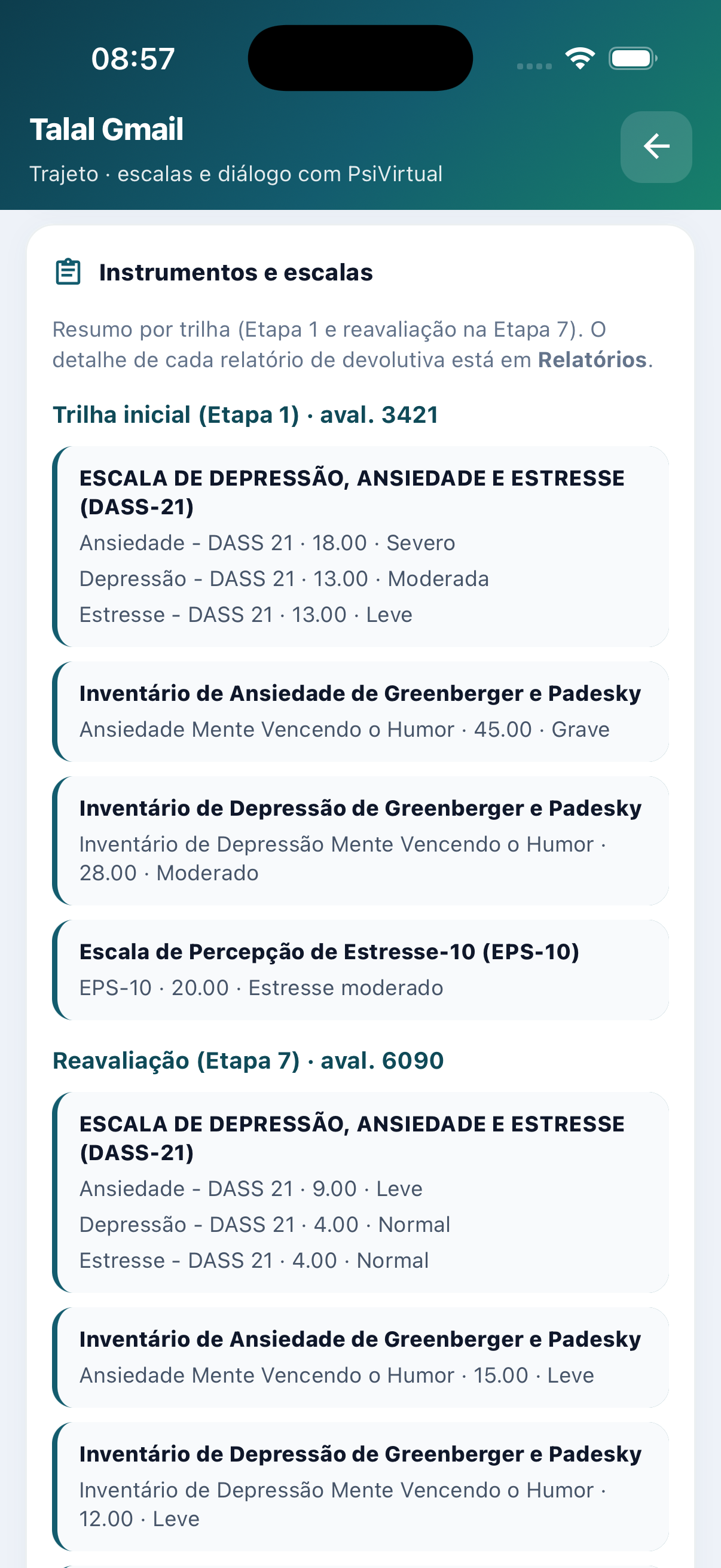 Acompanhamento da trilha
